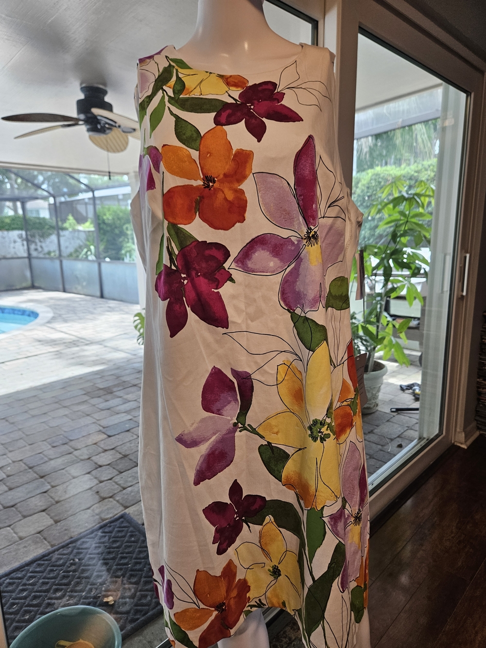 NWT London Times Sleeveless Floral Midi Dress - Bright Multi Floral Print Sz 16